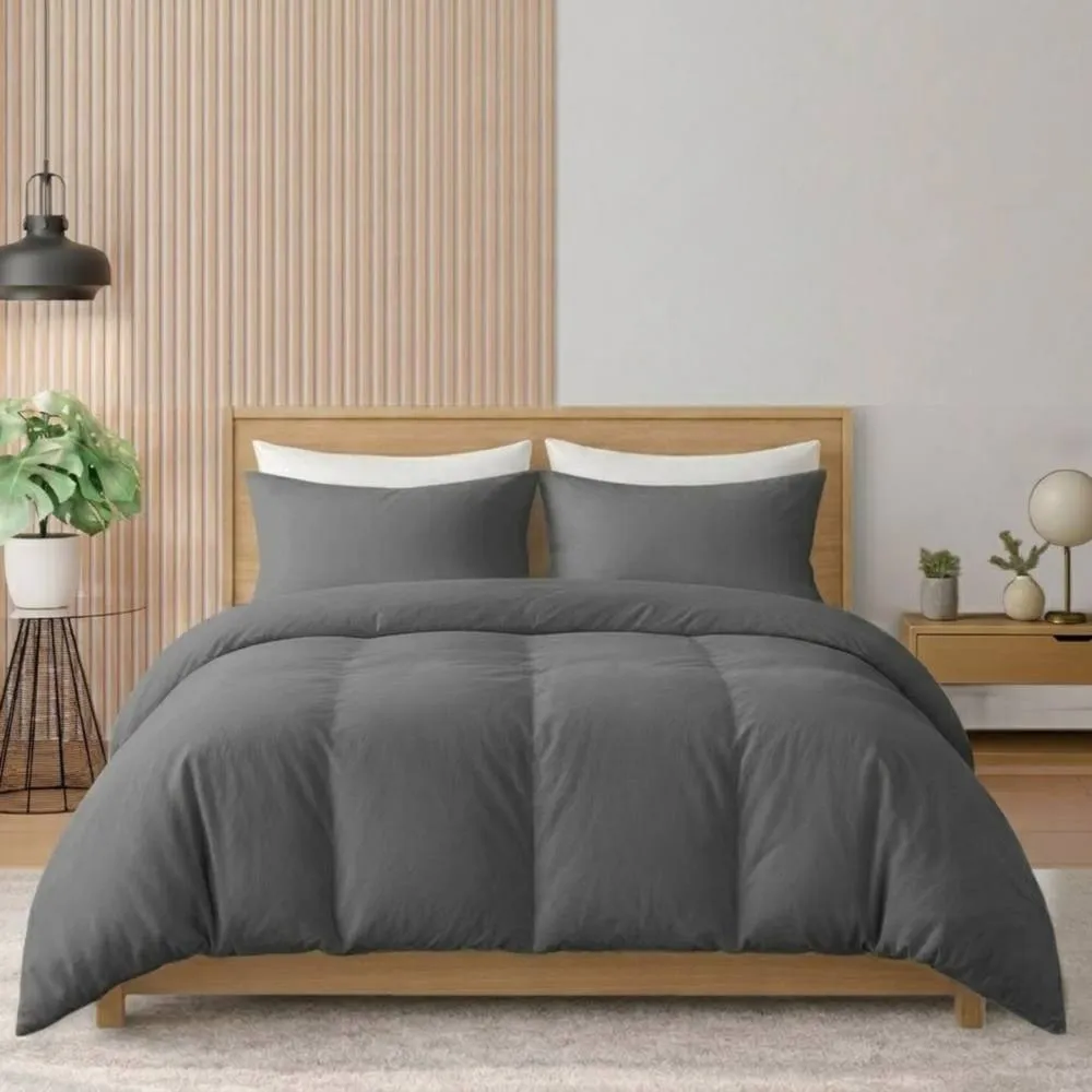 Pamposh 400TC Egyptian Cotton Duvet Cover Set Reversible Quilt Covers in Grey
