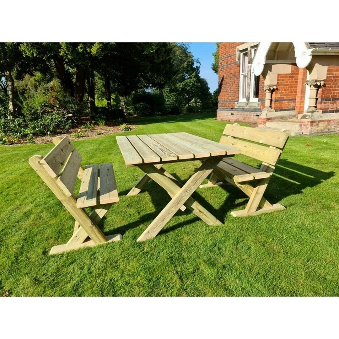 Churnet Valley Garden Furniture Ltd Ashcombe Table Set - Sits 4 - Set of Waterproof Cushions Included in Brown 2