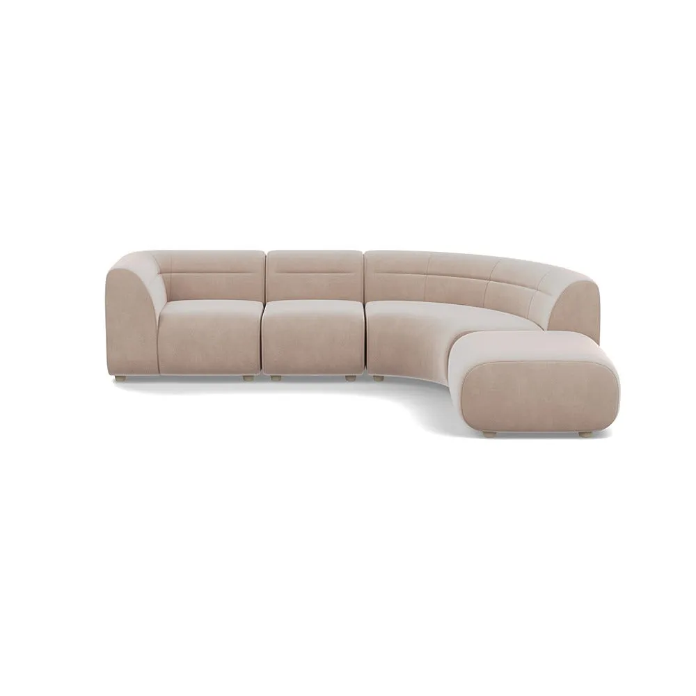 Heal's Lilli Right Hand Facing Curved Corner Sofa Smart Velvet Pebble Natural Beech Feet 1