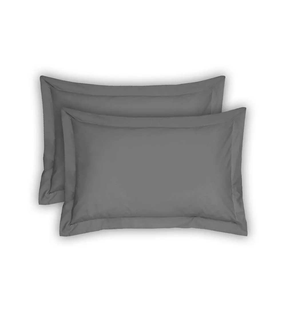 Smart Living Polycotton Oxford Pillowcases Pair 48x74cm Flanged Bedding in Grey