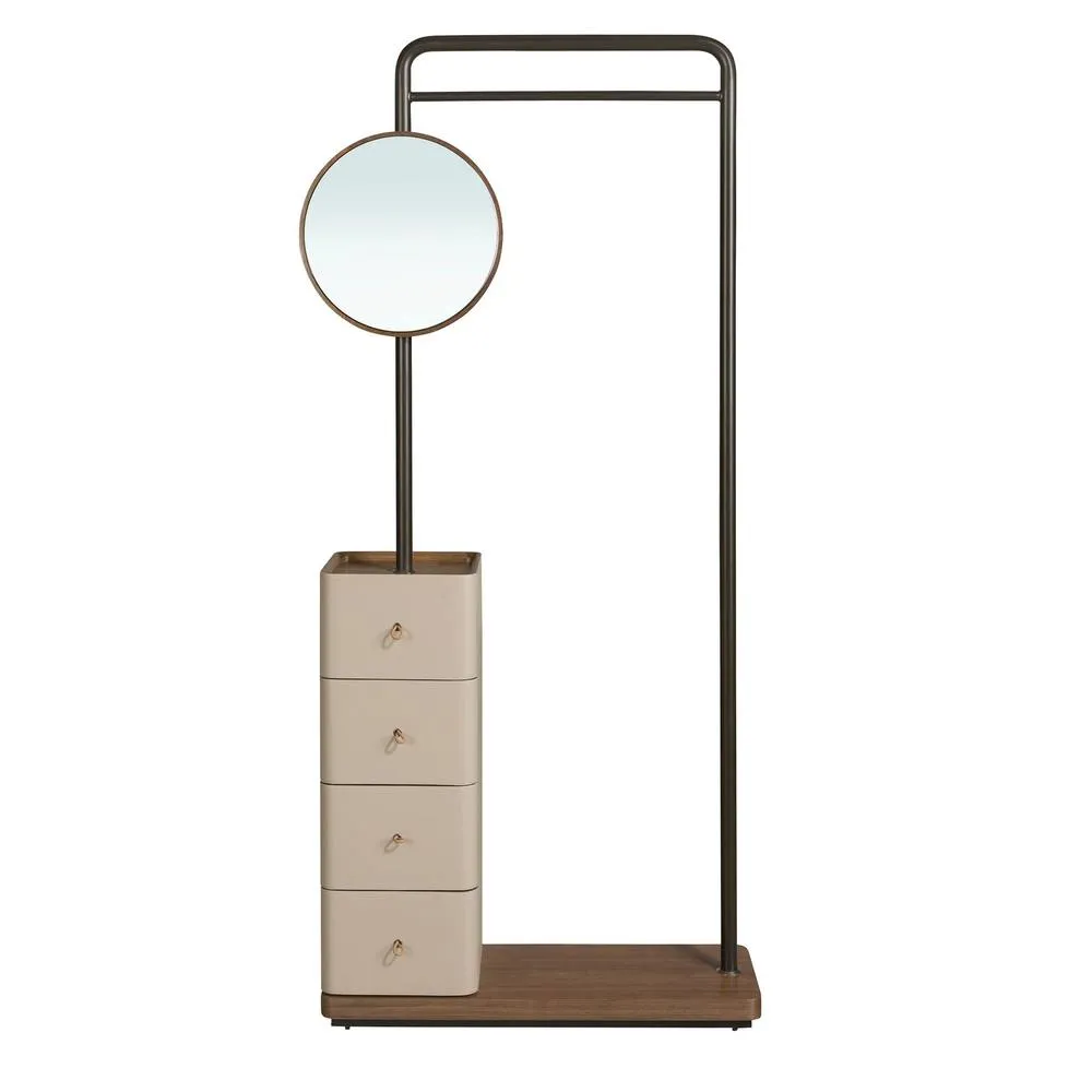 Angel Cerda Mink Faux Leather, Walnut & Black Steel Coat Rack 2