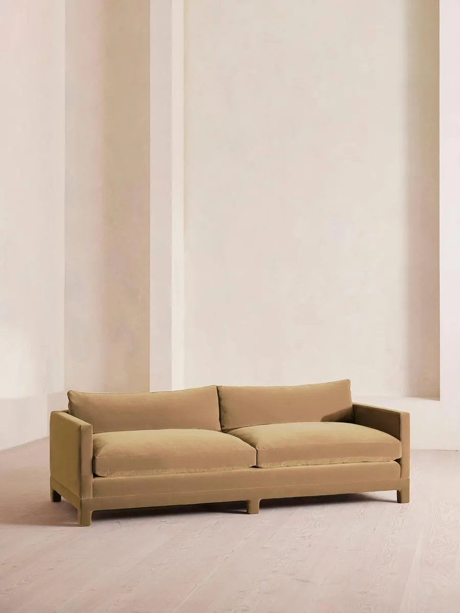 Ashford Four Seater Sofa, Velvet, Camel