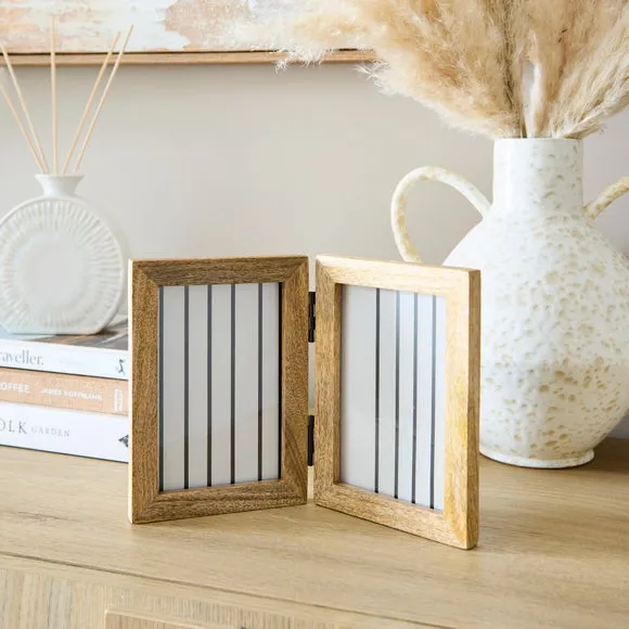 Mango Wood Hinged Double Photo Frame 1