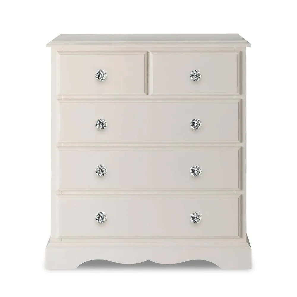 Statement Furniture Romance 2 Over 3 Chest of Drawers with Crystal Handles in Light Grey 4