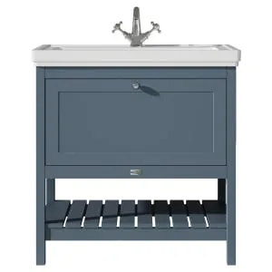 Bayswater Hartleigh Stiffkey Blue Traditional Freestanding Vanity Unit & 1 Tap Hole Traditional Recessed Basin - 800mm