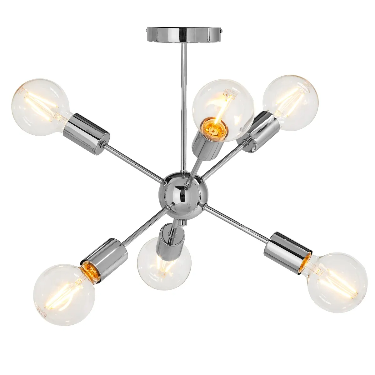Chrome 6 Bulb Pendant Light Metal | Barker & Stonehouse