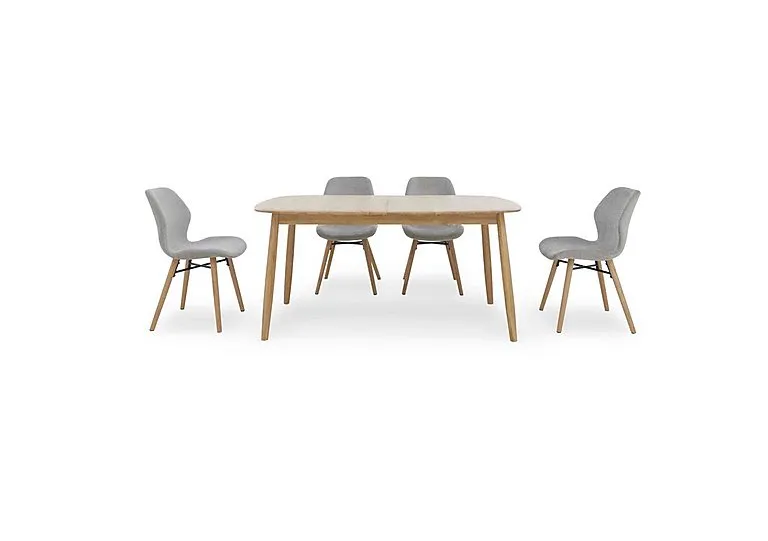 Stockholm Extending Dining Table with 4 Upholstered Chairs - Light Oak