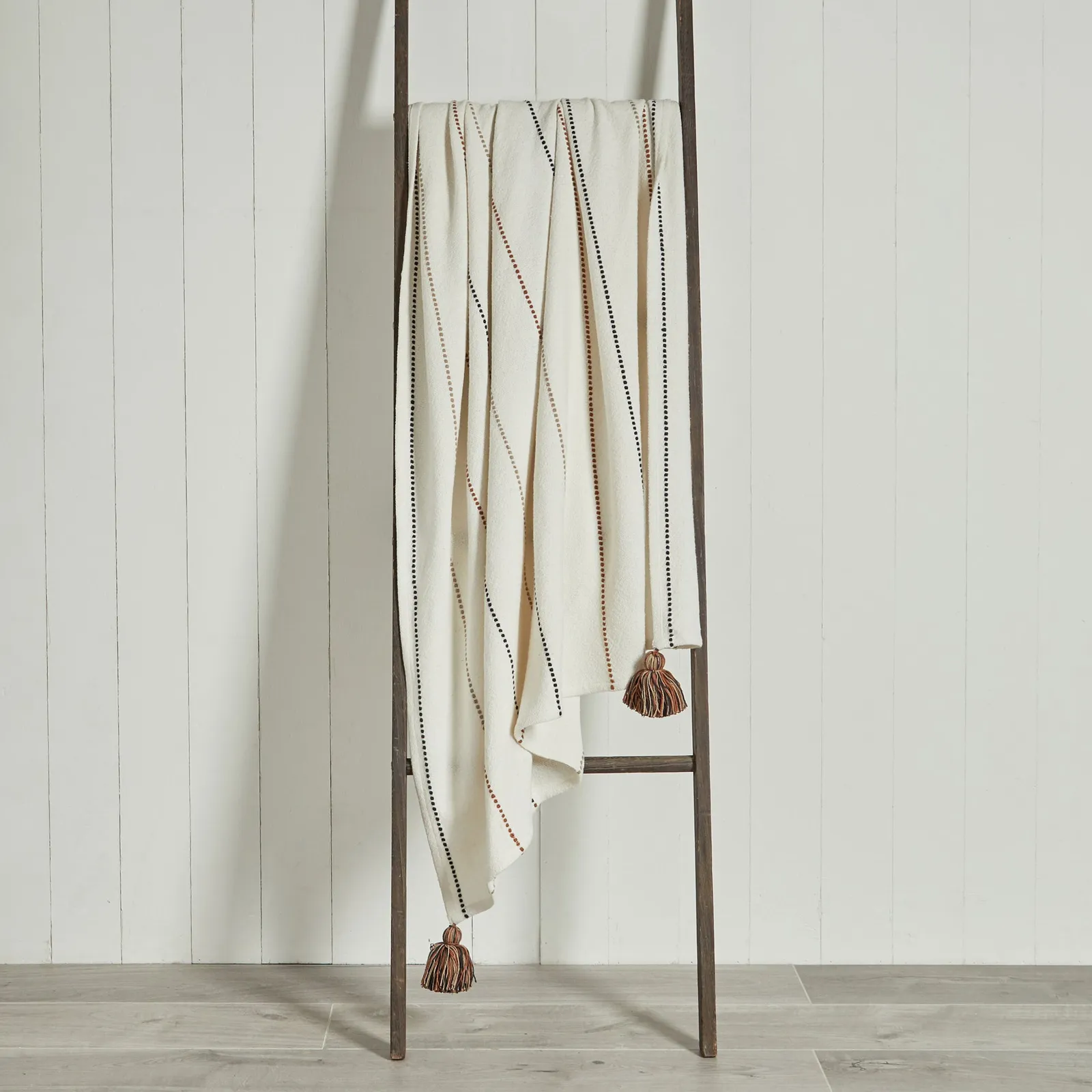 Farah Global Stripe 130cm x 180cm Throw Beige, White and Black