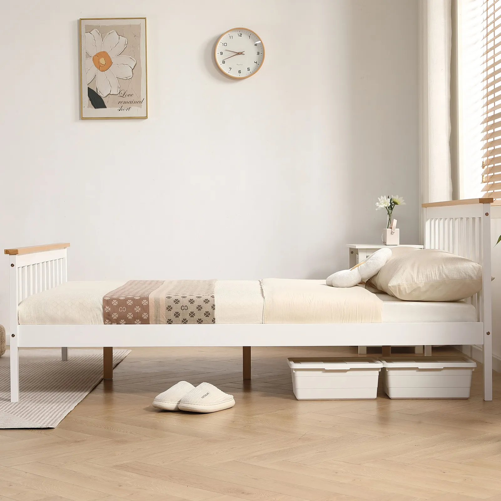Comfy Living Ltd Modern Wooden Bed Frame in Off-White 6
