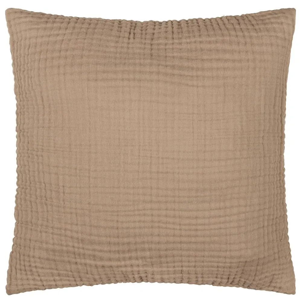 Yard Lark Muslin 100% Cotton Plain Cushion in Light Brown 2