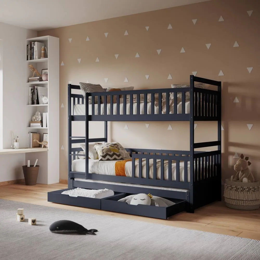 Flair Elvis Bunk Bed with Trundle & Drawers in Grey 2