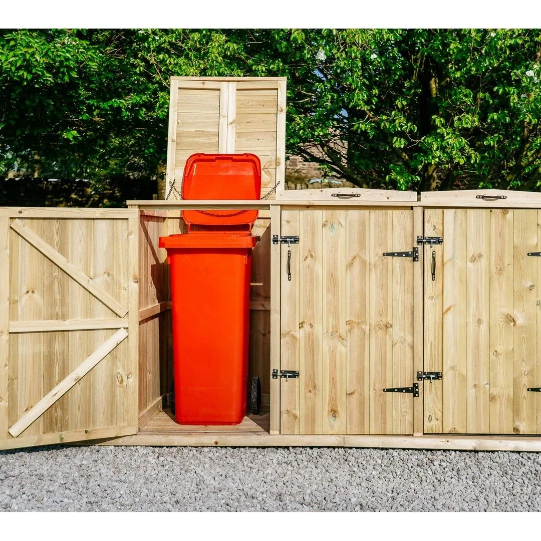 Buttercup Farm Chatburn Bin Store, Fits 1x 180L/240L Wheelie Bins & 4x Boxes in Brown 5