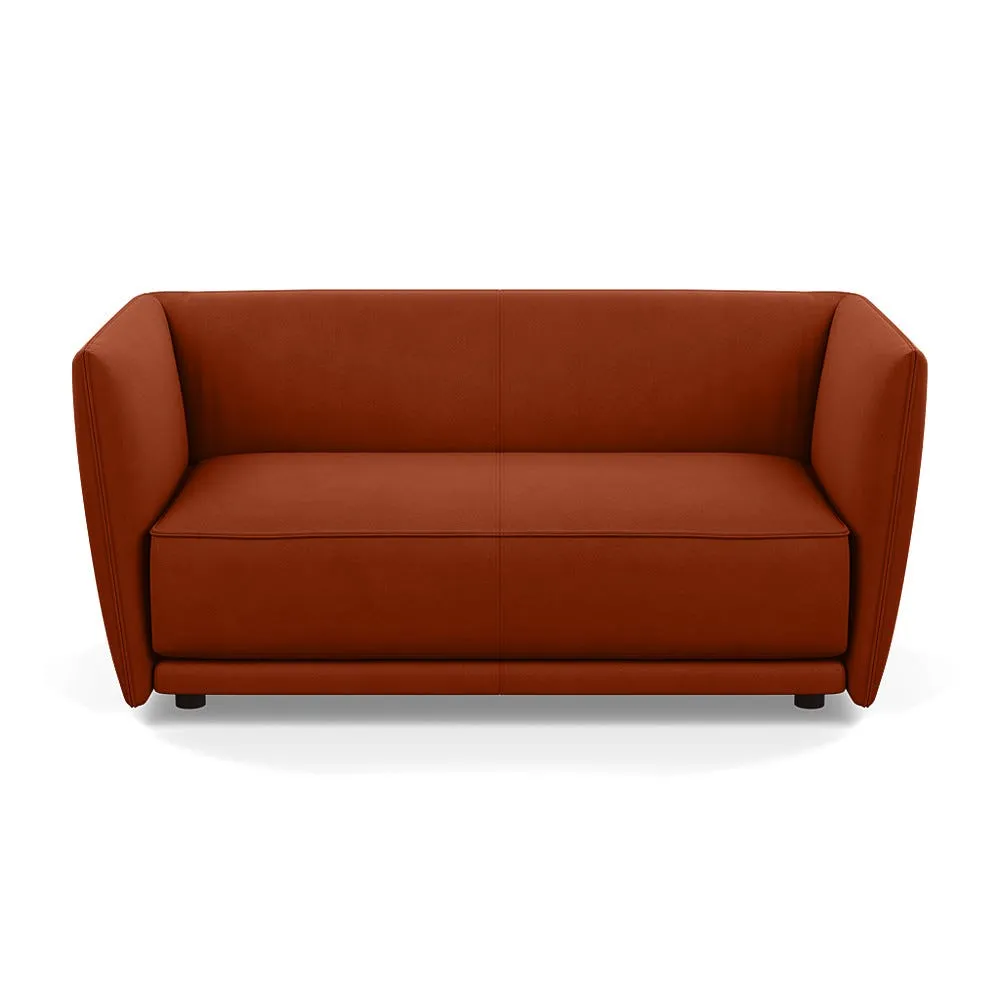 Heal's Valley 2 Seater Sofa Nobilis Velvet Rust Walnut Stain Feet