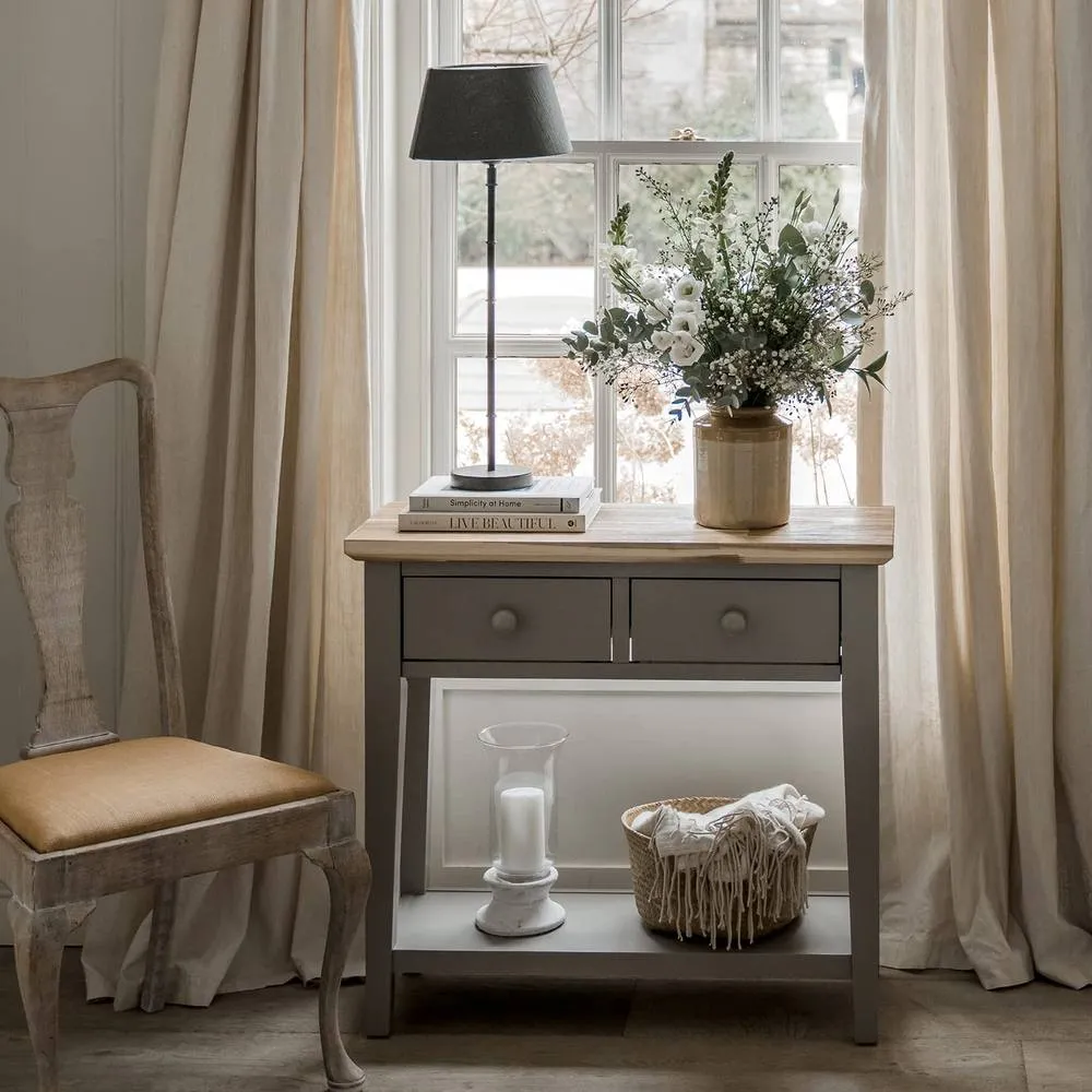 Statement Furniture Florence Console Table with 2 Drawers in Light Grey 2