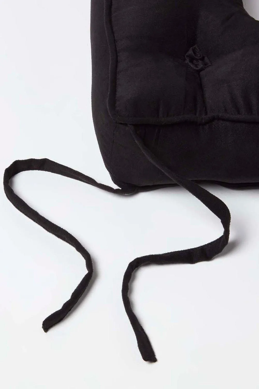 Homescapes Faux Suede Coccyx Cushion with Ties in Black 4
