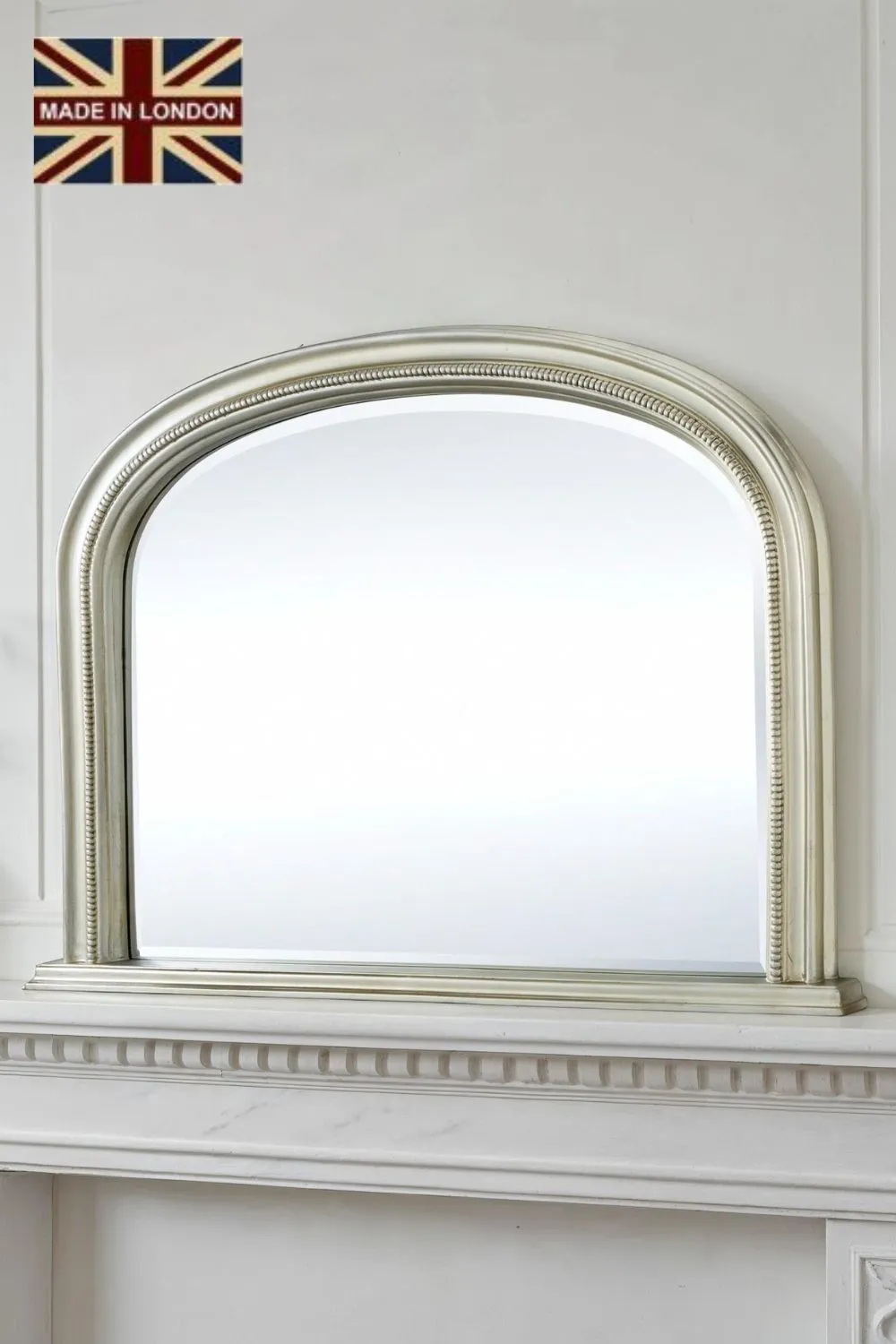 Yearn Mirrors Diana Overmantle Arched Silver Bevelled Mirror