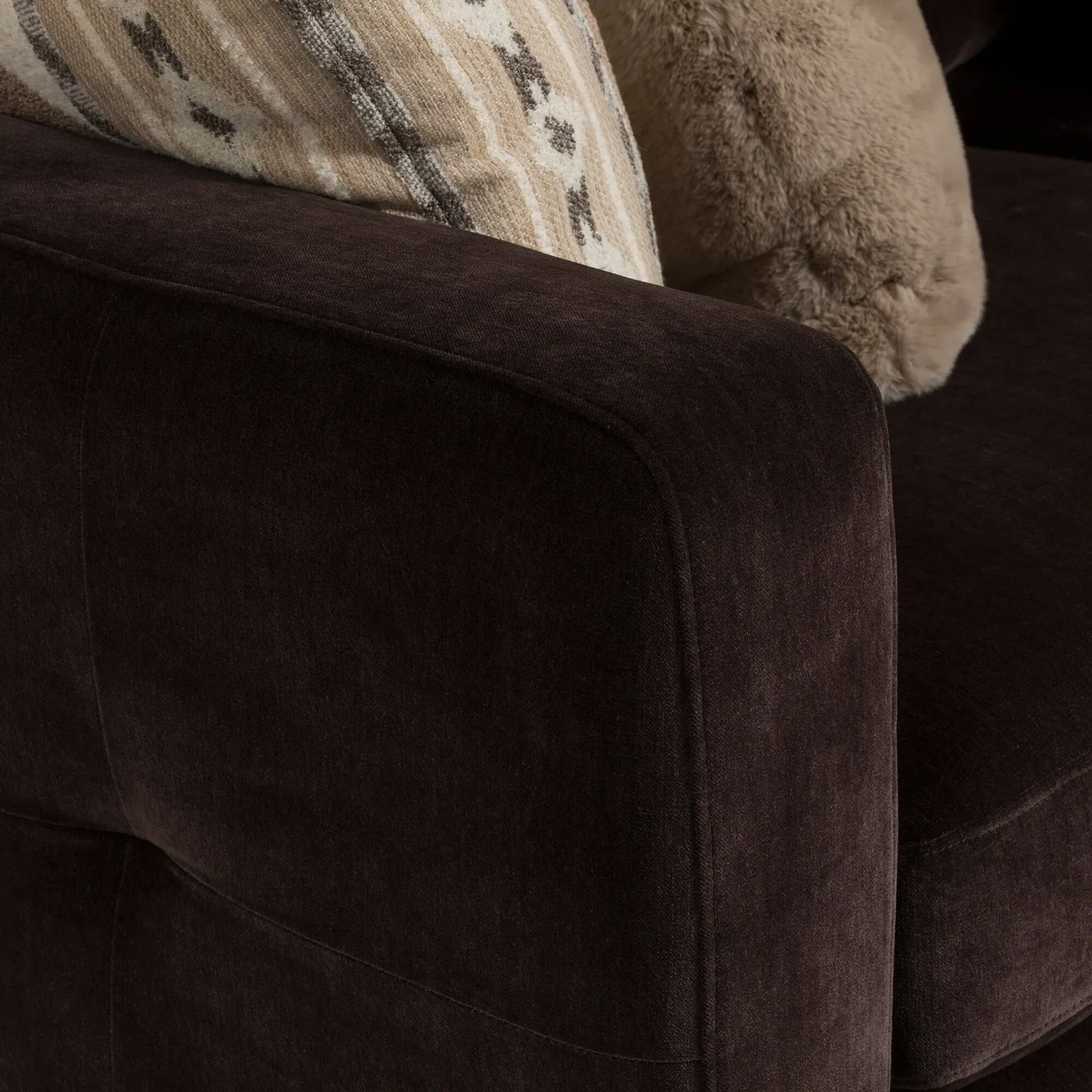 Bosham Large Chaise Corner Sofa Rhf-Witton Bournville, Brown Fabric | Barker & Stonehouse 3