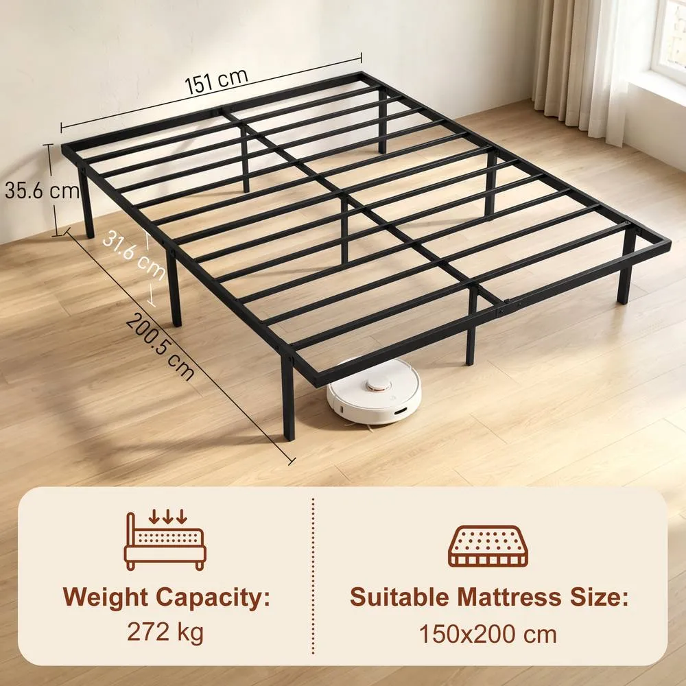 HOMCOM 5ft King Bed Frame with Underbed Storage, No Box Spring Needed in Black 3