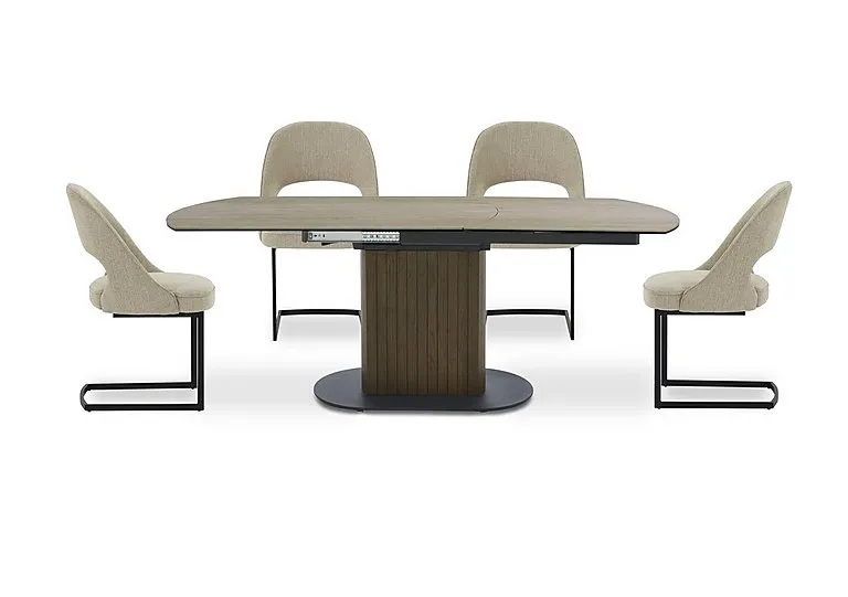 Tiber Swivel Extending Dining Table and 4 Cantilever Chairs