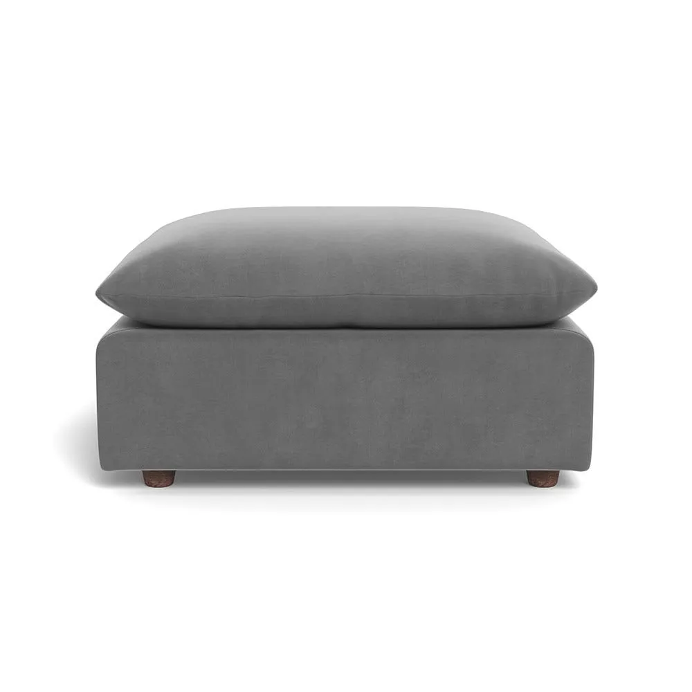Heal's Astrid Ottoman Smart Velvet Mercury Walnut Stained Beech Feet 1