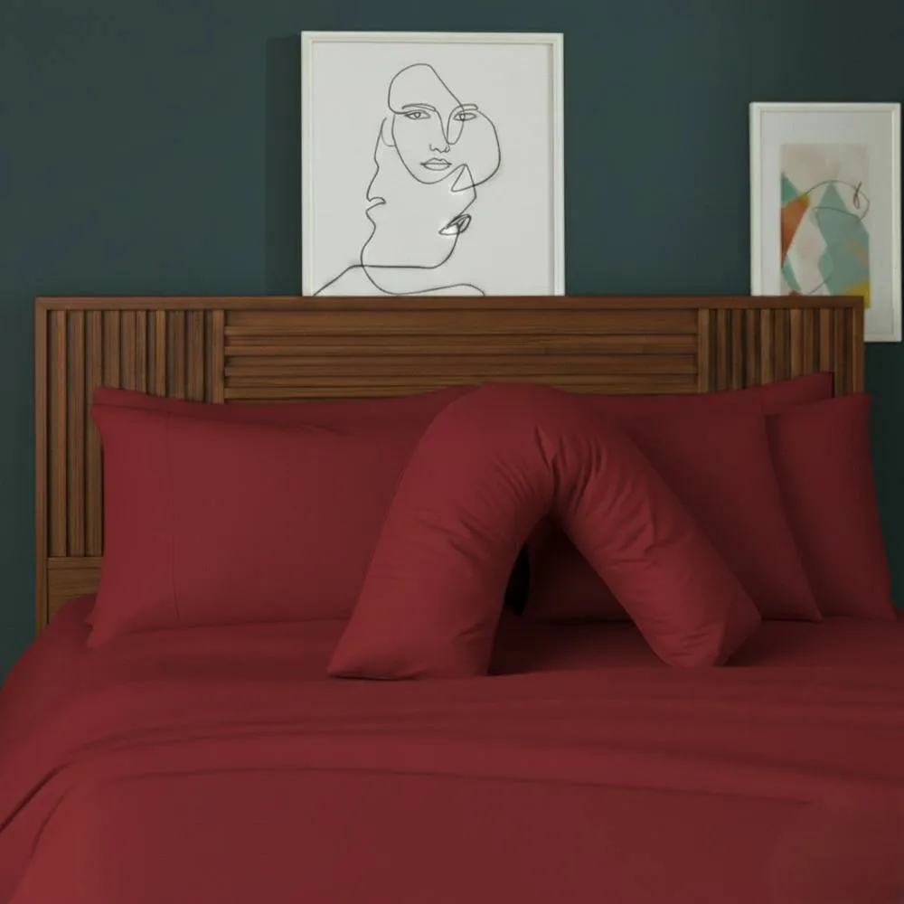 Snug City V Shape Pillowcase for Support Maternity Pillows Polycotton Easy Care in Red