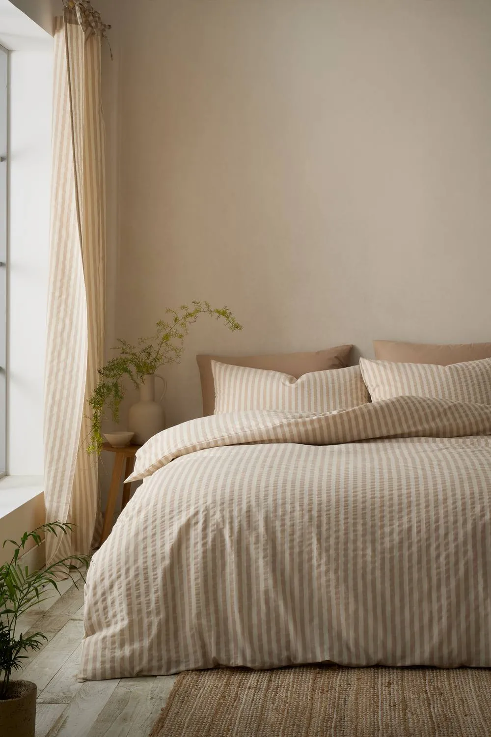 Pineapple Elephant 'Cotton Rich Woven Stripe' Duvet Cover Set in Natural