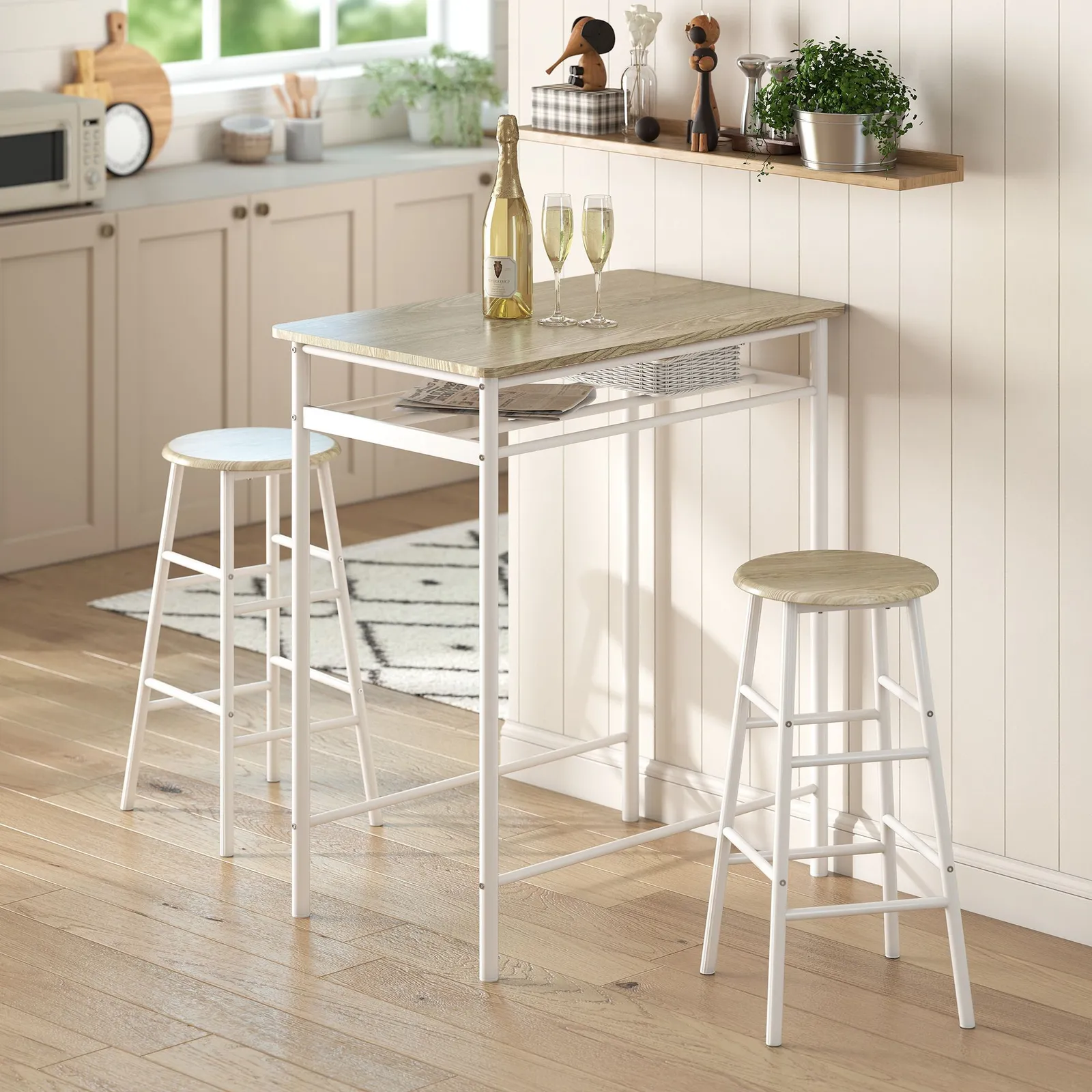 HOMCOM 3-Piece Dining Set with 2 Matching Chairs & 1 Table 1