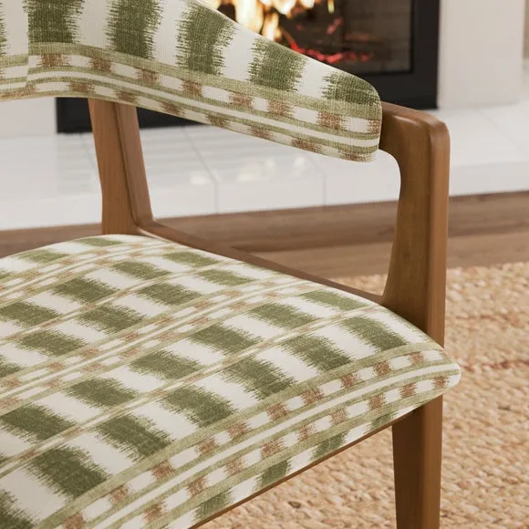 Hugh Carver Dark Stained Dining Chair, Striped Fabric 4
