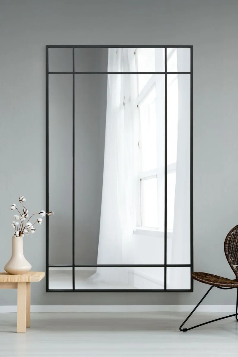 MirrorOutlet Black Contemporary Wall & Leaner Mirror 79" X 47" (200 x 120CM) 2