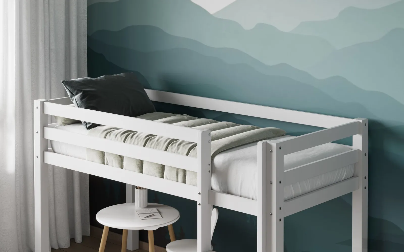 Flair Elara Wooden Shorty Mid Sleeper Bed in White 2