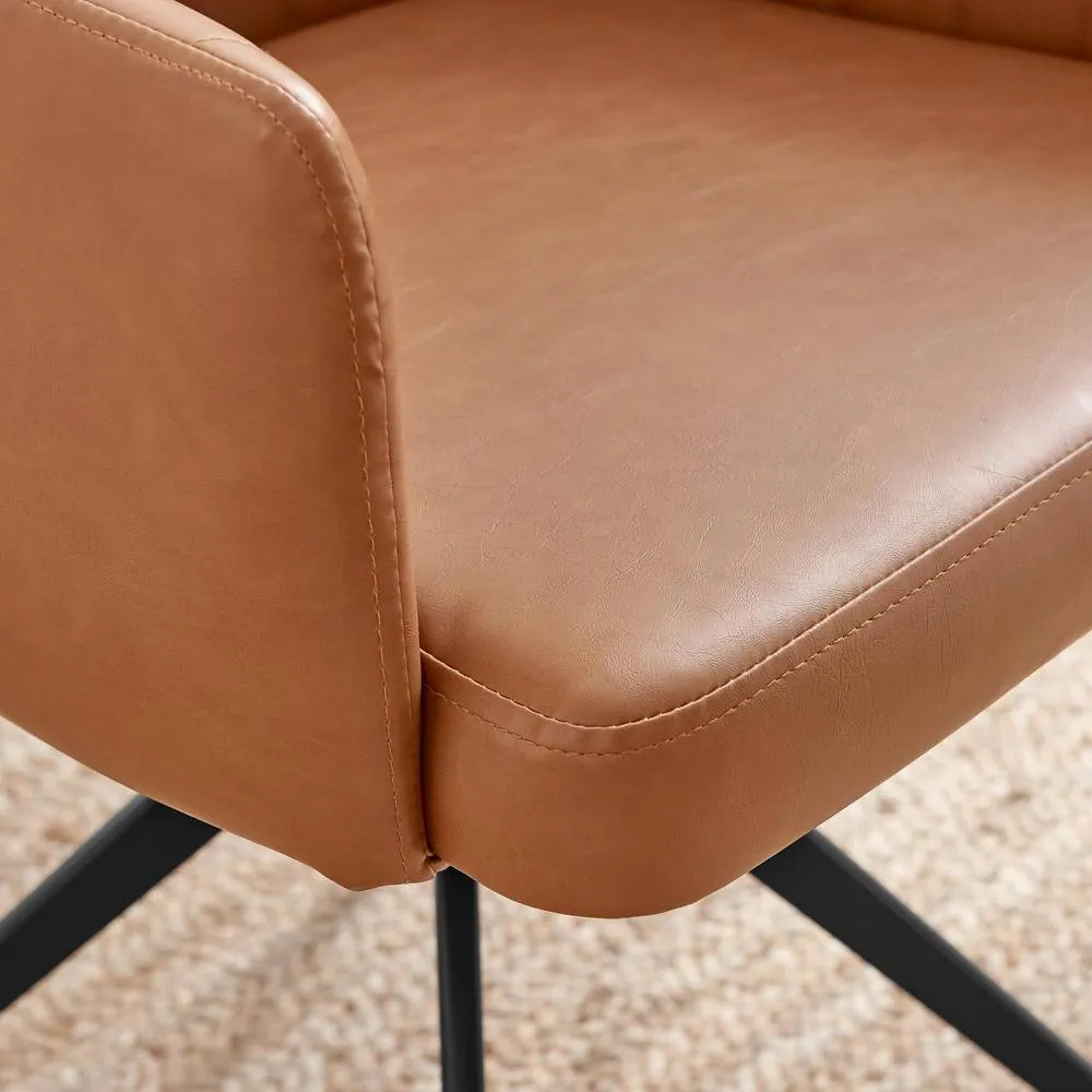 FurnitureboxUK 2x Calla Tan Faux Leather Swivel Dining Chairs 6