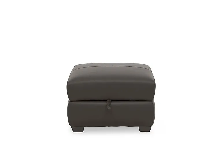Flex Leather Storage Footstool - Dark Chocolate