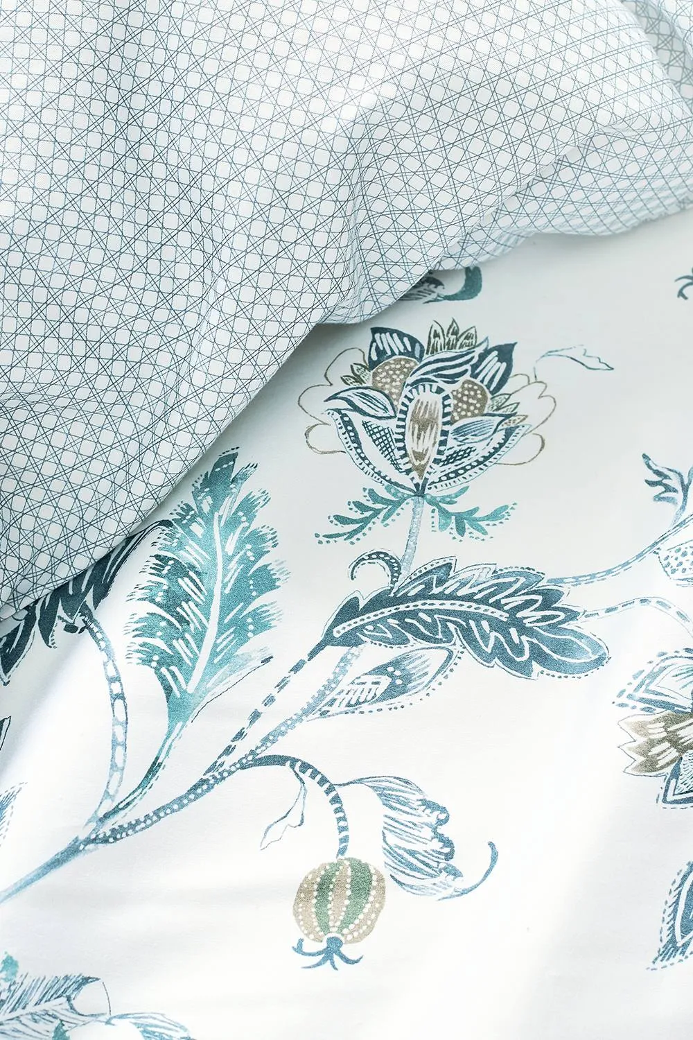 CHRISTY 'Bramley' Spring Floral Cotton Sateen Duvet Cover Set in Blue 3