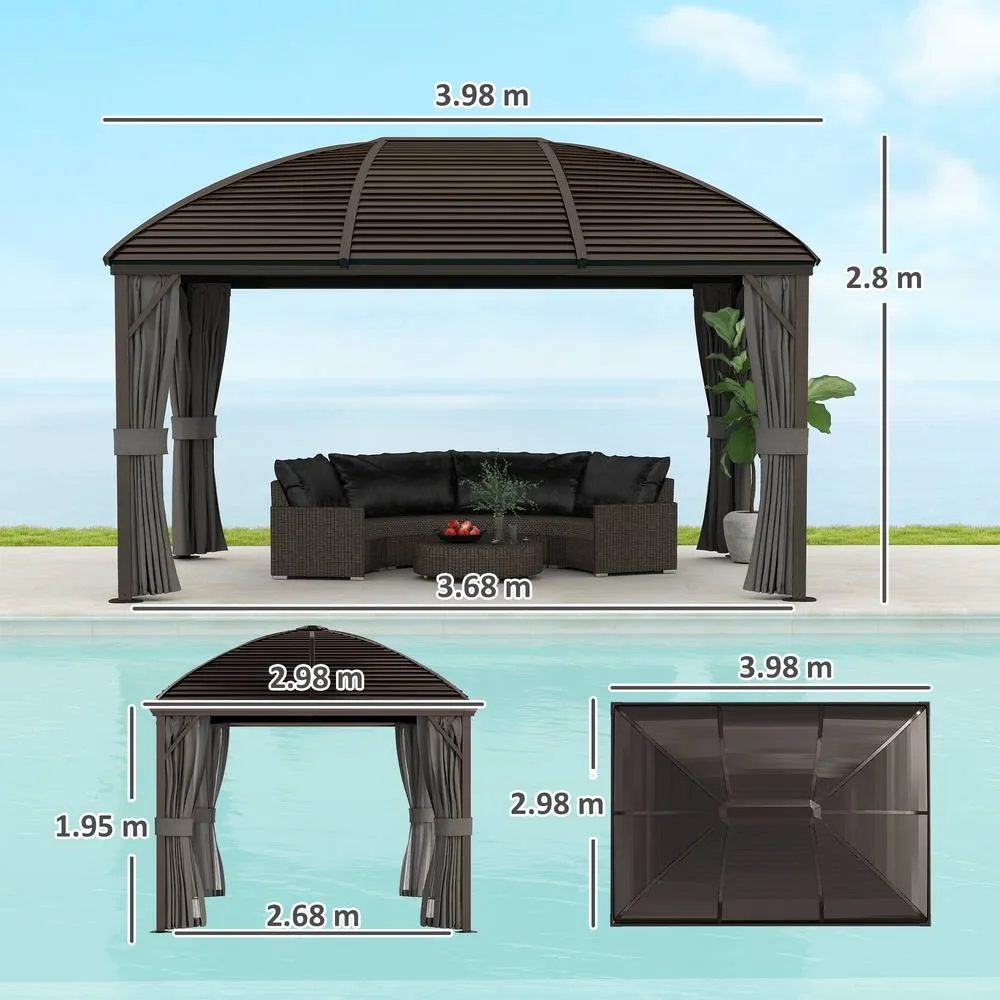 OUTSUNNY 3 x 4m Hardtop Gazebo Aluminium Garden Pavilion in Dark Grey 3