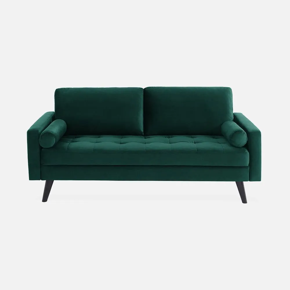 sweeek 3-seater Fabric Sofa With Vintage Style in Dark Green 2