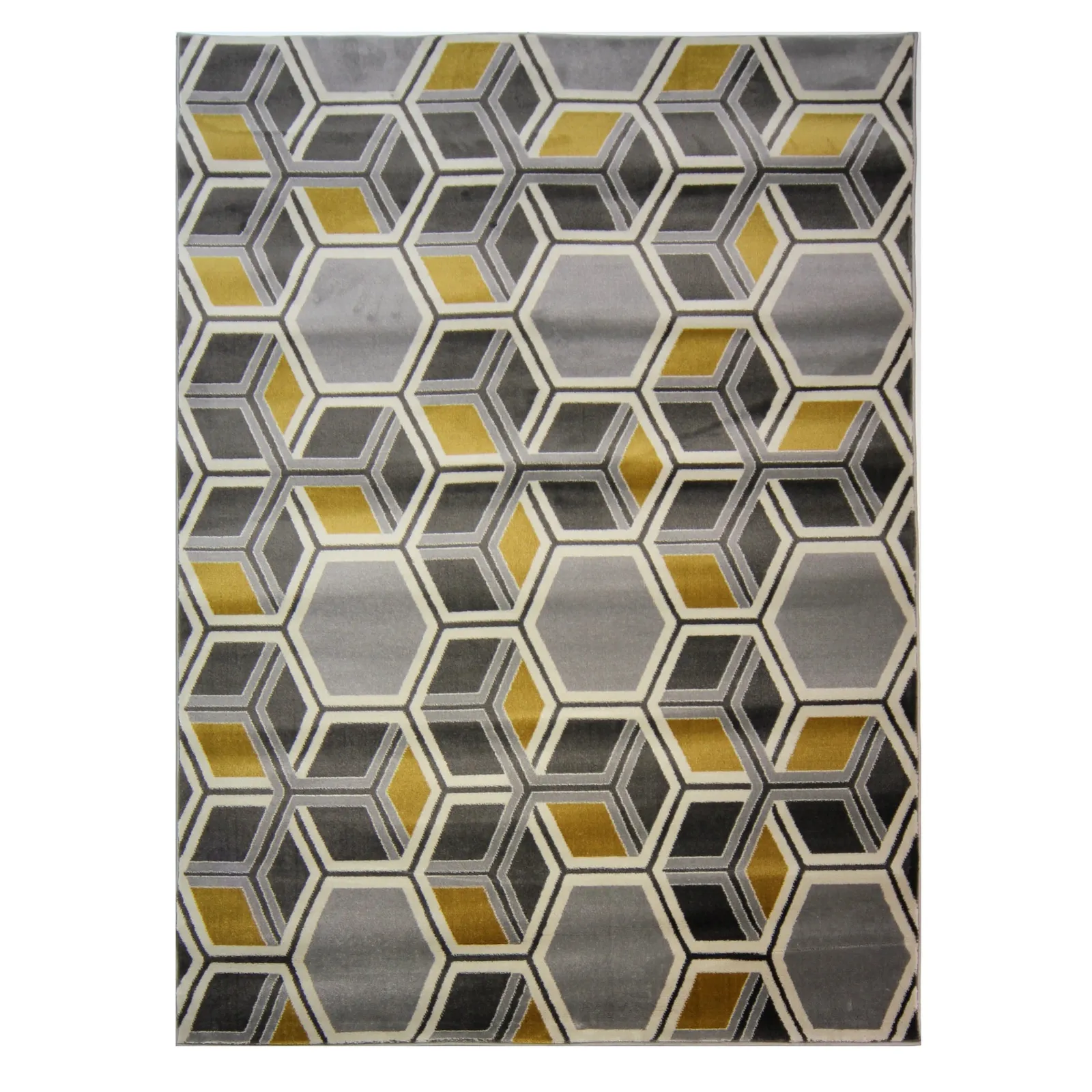 Cocktail Mimosa Geometric Rug Yellow, Grey and White