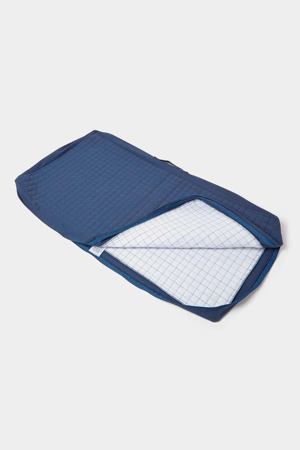 Homescapes Quilted Cotton 2 Seater Orthopaedic Booster Cushion Cover in Navy 3