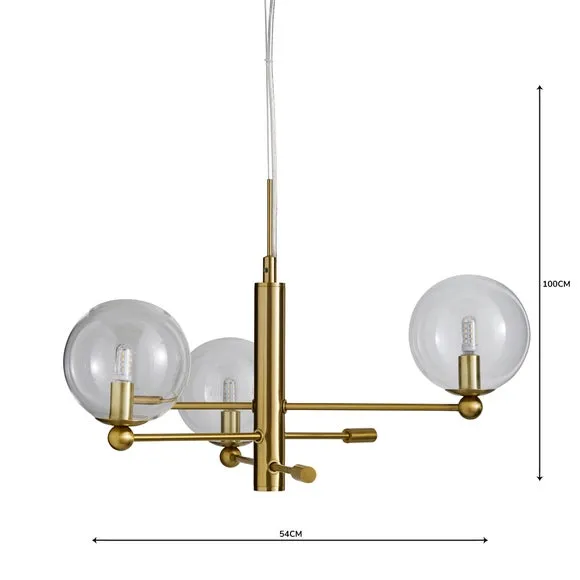 Nour 3 Light Antique Brass Semi Flush Ceiling Light 5
