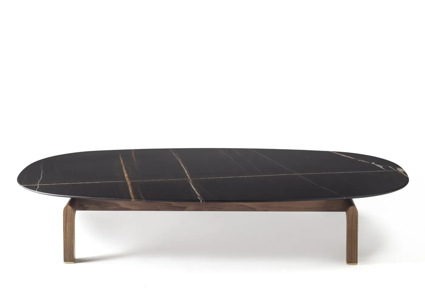 Porada Quay Oval Coffee Table Canaletta Walnut Frame Black Sahara Noir