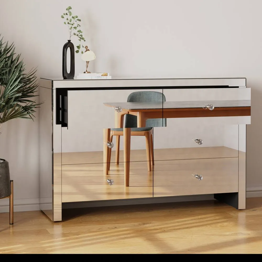 Comfy Living Ltd Mirrored 6 Drawer Chest Of Drawers in Silver 5