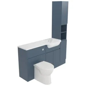 Deccado Clifton Juniper Blue Right Hand 1500mm Fitted Tower, Vanity & Toilet Pan Unit Combination with Right Hand Basin 2