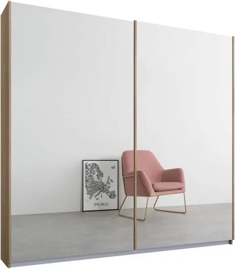 Malix 2 door 181cm Sliding Wardrobe, Oak frame,Mirror doors , Classic Interior