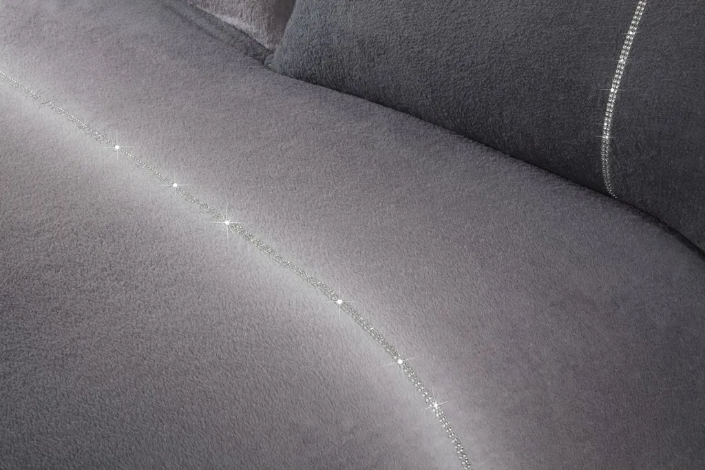 Rapport Home Diamante Teddy Duvet Cover Set with Pillowcase in Grey 2