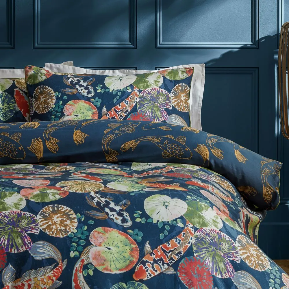 Paoletti Koi Pond Reversible Pillowcase Pair in Blue
