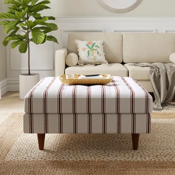 Zoe Folkstone Stripe Square Storage Footstool 1