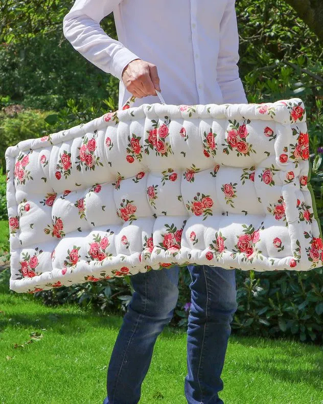 Dibor Vintage Style Pink Floral Reversible Outdoor Furniture Garden Bench Seat Pad L105cm x W42cm in Red 4