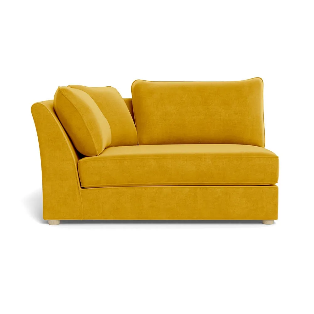 Heal's Tailor Large Curved Left Hand Facing Corner Unit Smart Luxe Velvet Canary Natural Feet