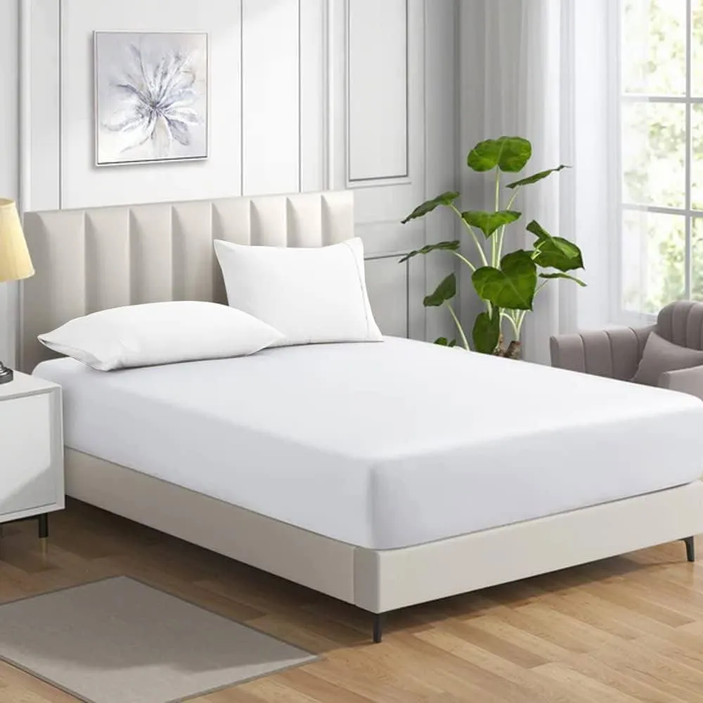 Homes-Linen Non Iron Polycotton Fitted Sheet 25cm Deep Easy Care Percale in White
