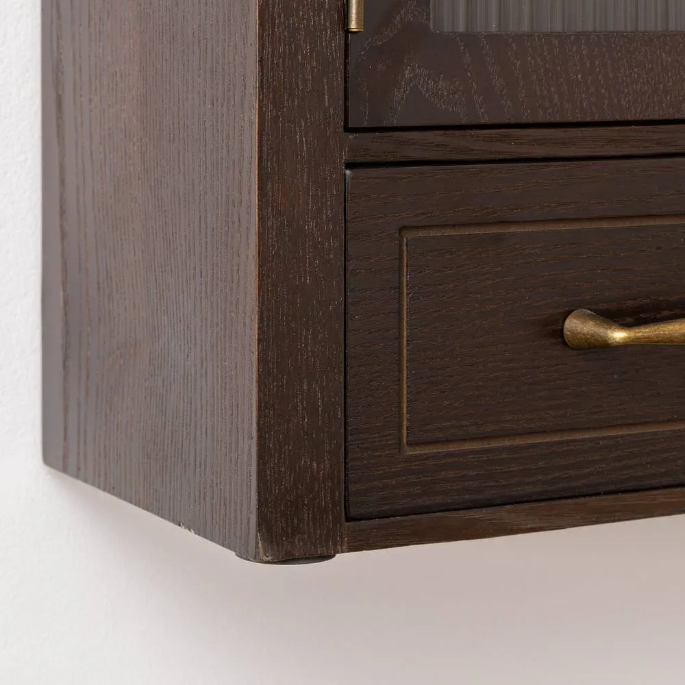Melody Maison Dark Wood Arched Wall Mounted Cabinet - Kingsley Range in Brown 6