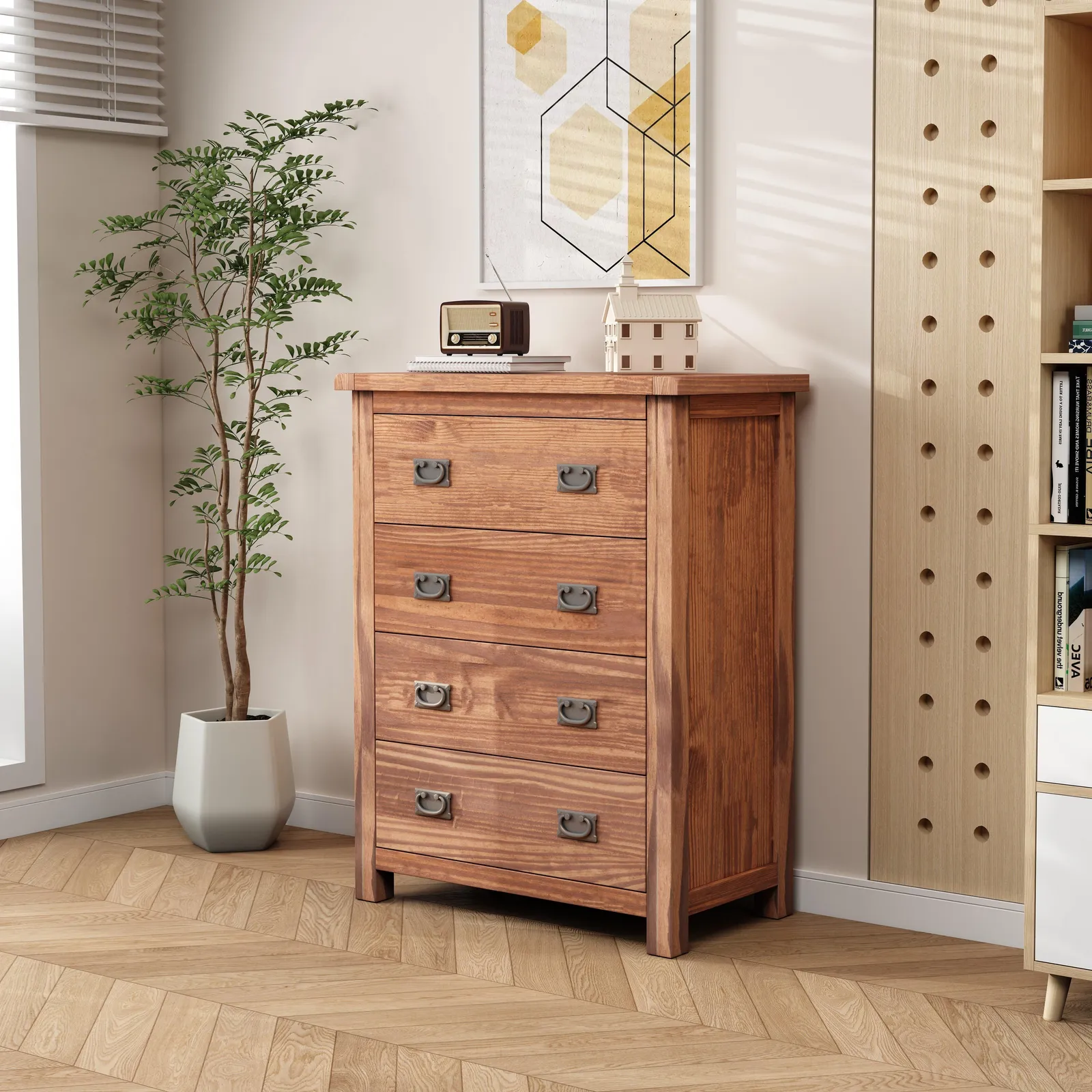 Cabinet Bits Padua 4 Drawer Chest of Drawers Bras Drop Handle in Brown